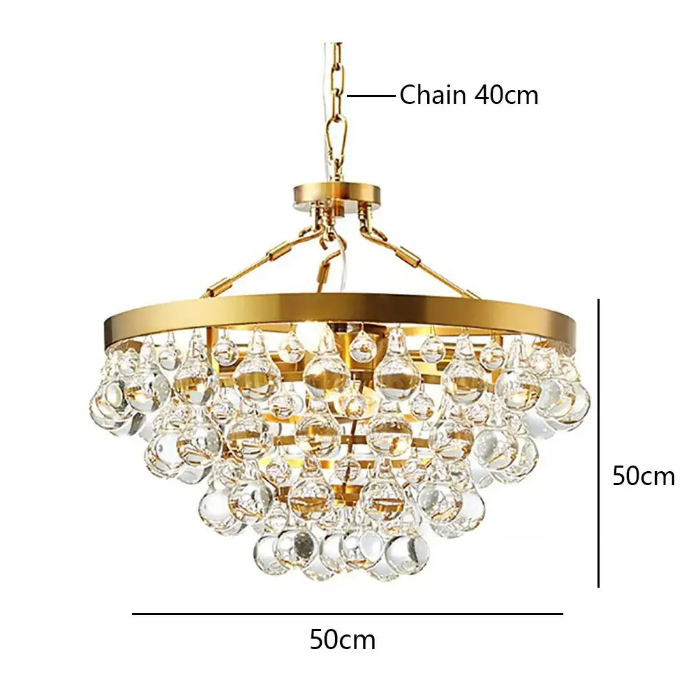 Gold Crystal Pendant Light with Crystal Bead Design