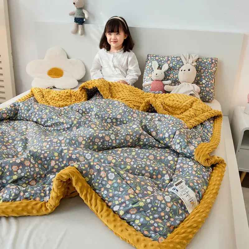 Mustard Cotton Floral Quilt