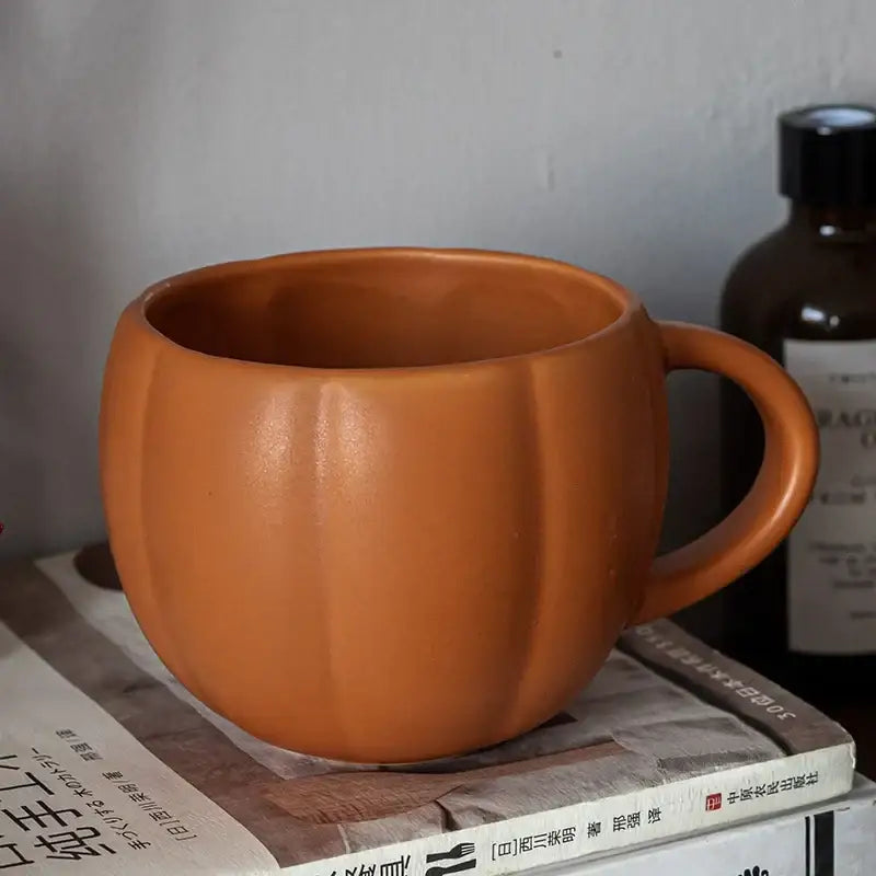 Orange Ceramic Pumpkin Mug Bone China 500ml