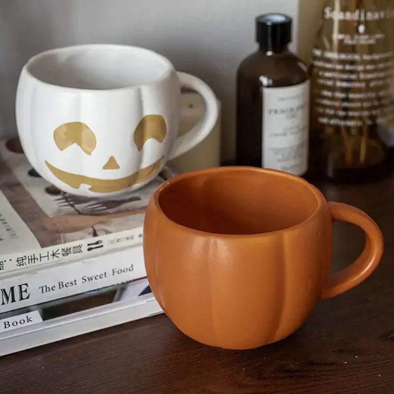 Orange Ceramic Pumpkin Mug Bone China 500ml