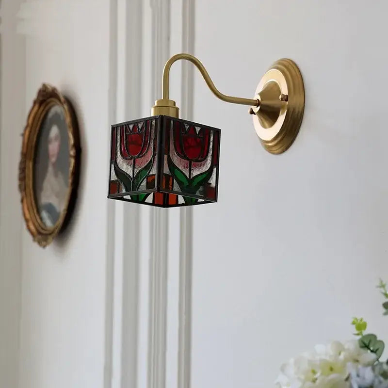Red Tulip Glass Wall Sconce