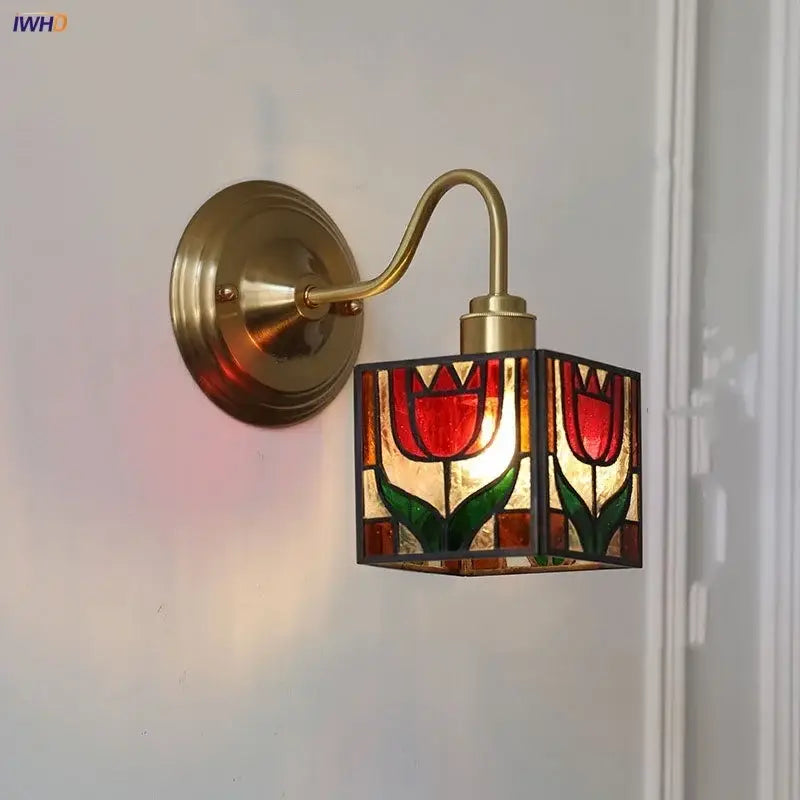 Red Tulip Glass Wall Sconce