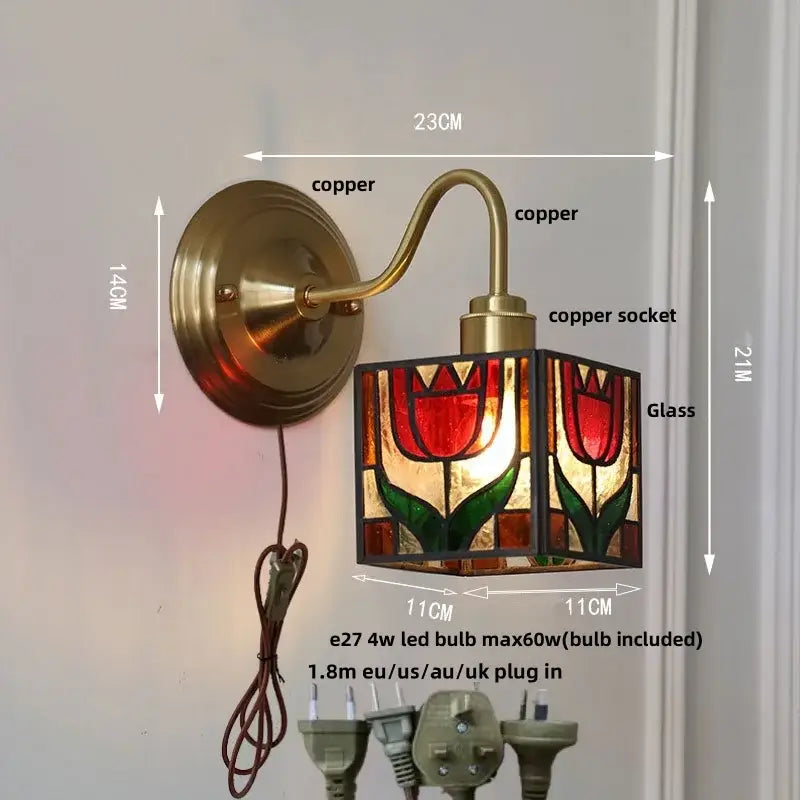 Red Tulip Glass Wall Sconce