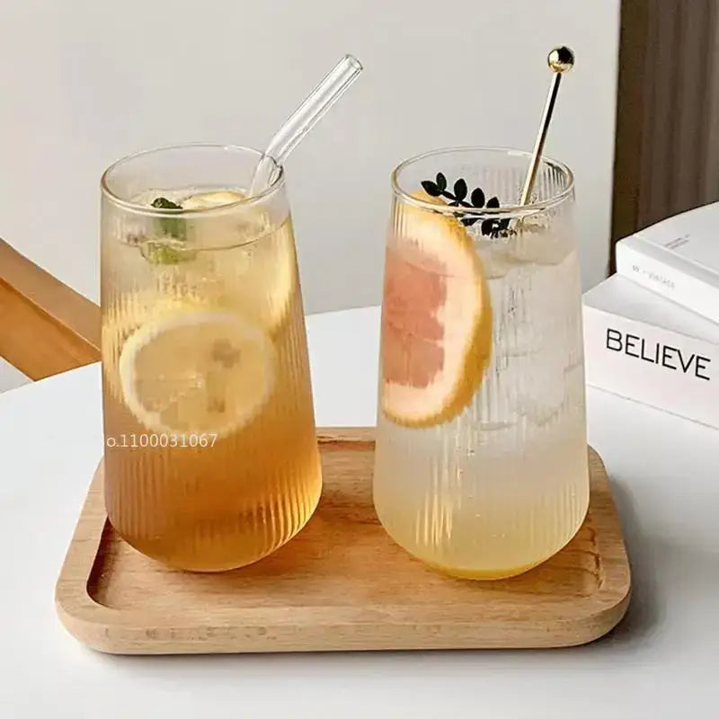 Ribbed Glass Coffee Cups