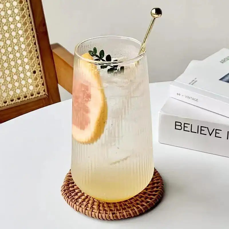 Ribbed Glass Coffee Cups