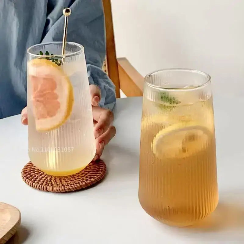 Ribbed Glass Coffee Cups