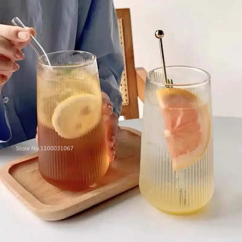 Ribbed Glass Coffee Cups