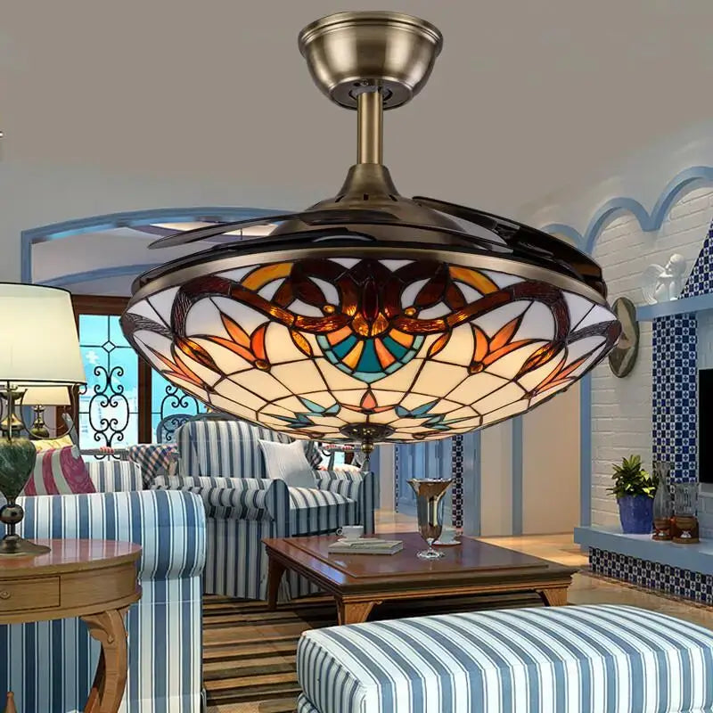 White Glass Ceiling Fan