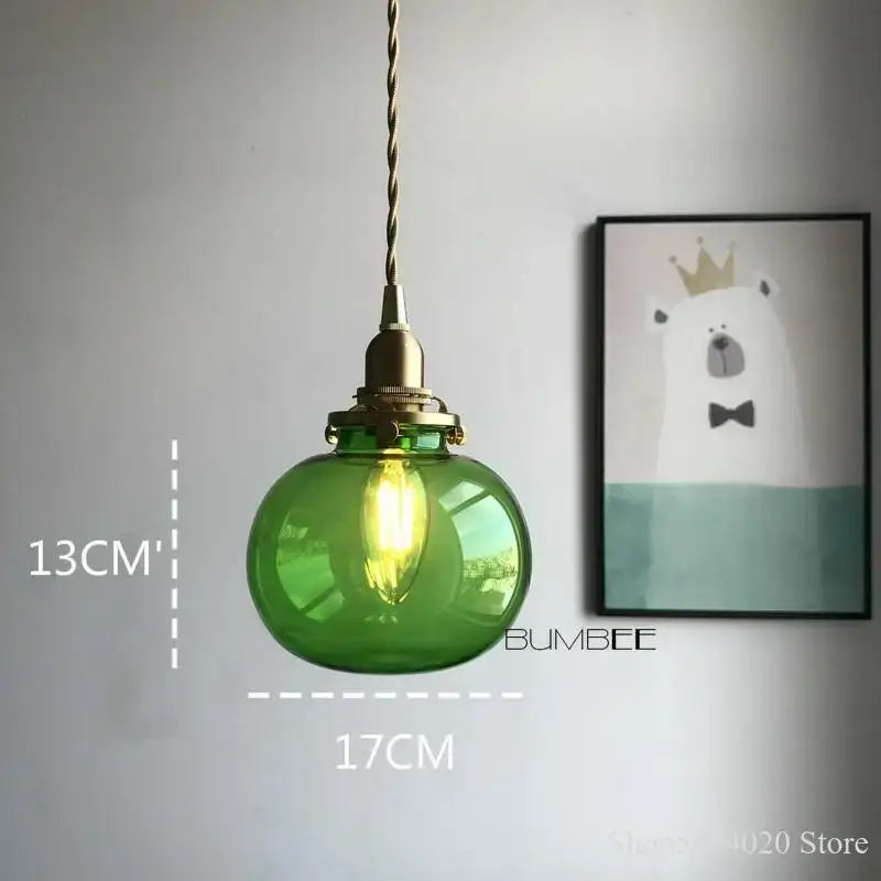 Teal Brass Glass Chandelier