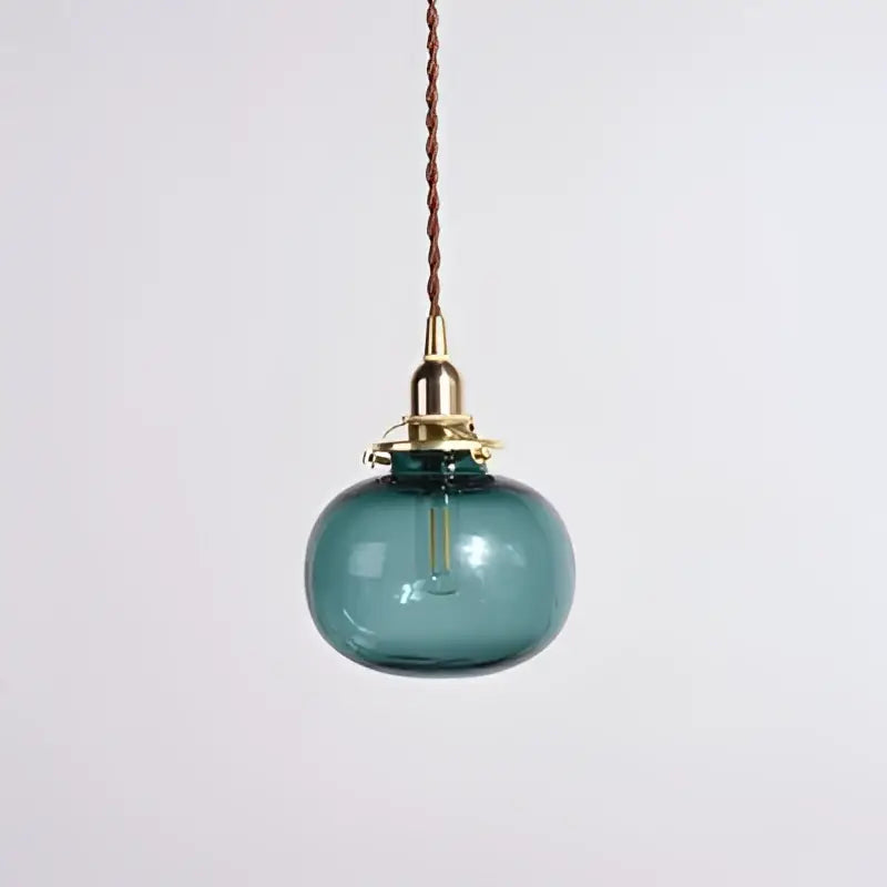 Teal Brass Glass Chandelier