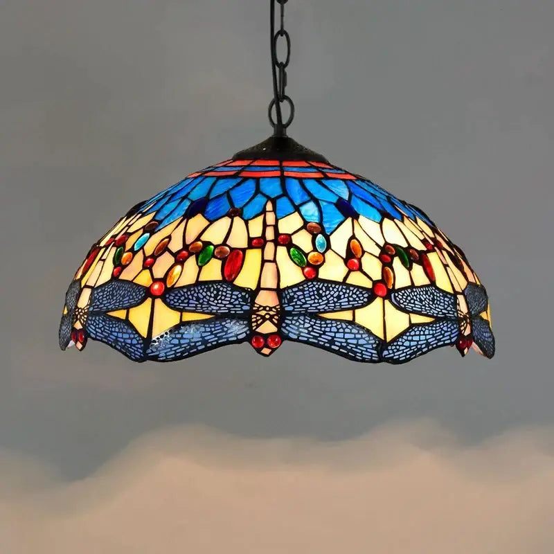 Colorful Tiffany Glass Chandelier