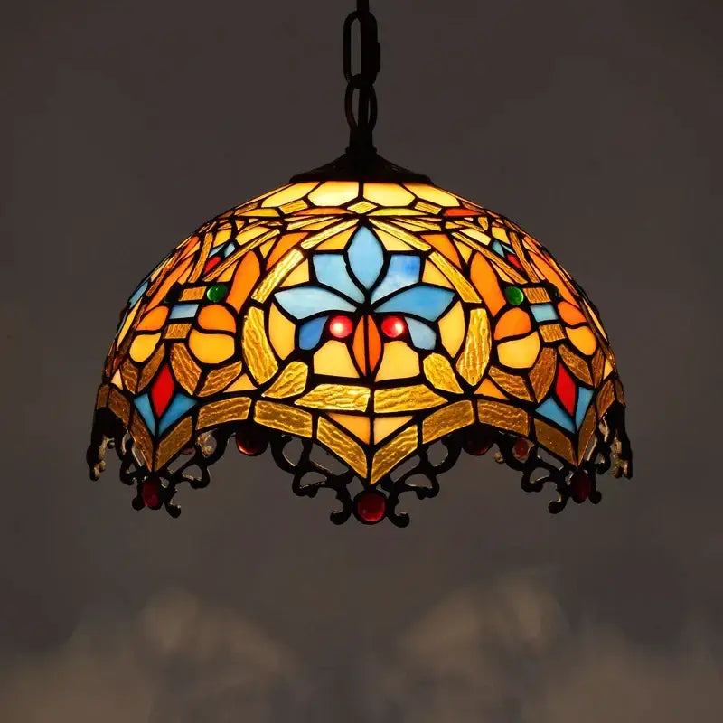 Colorful Tiffany Glass Chandelier