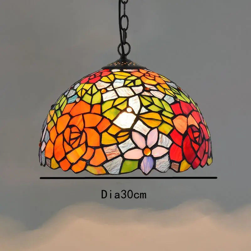 Colorful Tiffany Glass Chandelier