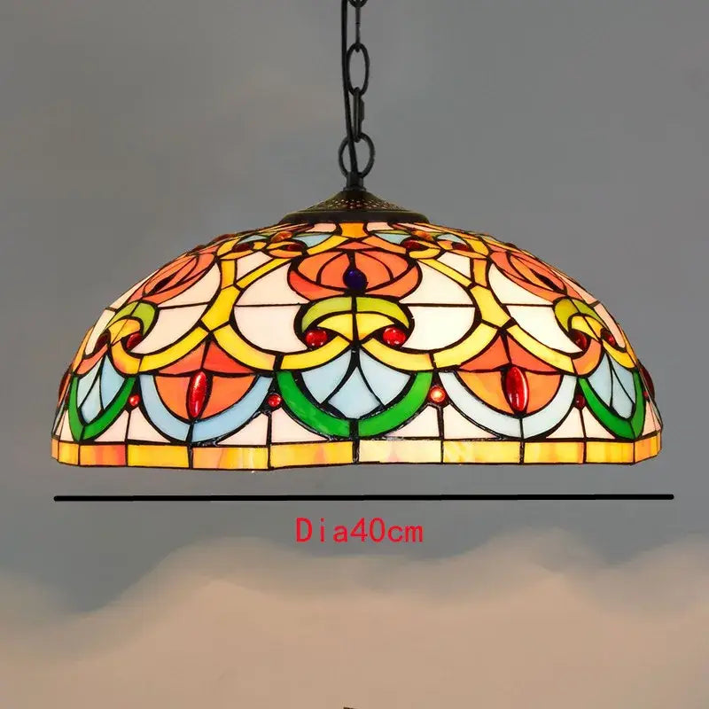Colorful Tiffany Glass Chandelier