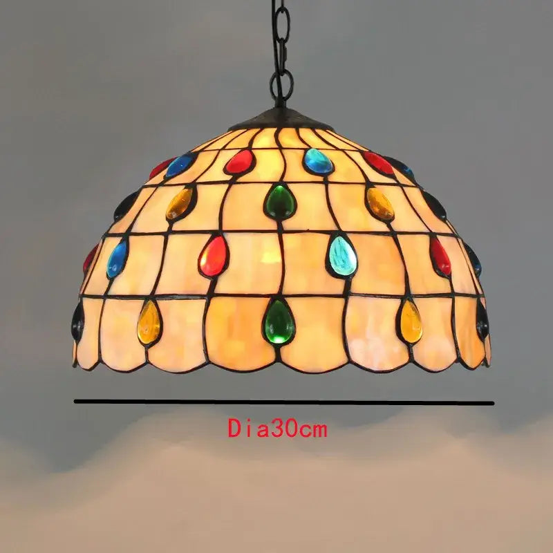 Colorful Tiffany Glass Chandelier