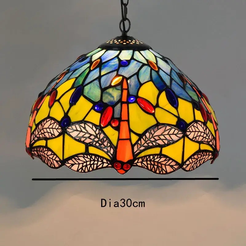 Colorful Tiffany Glass Chandelier