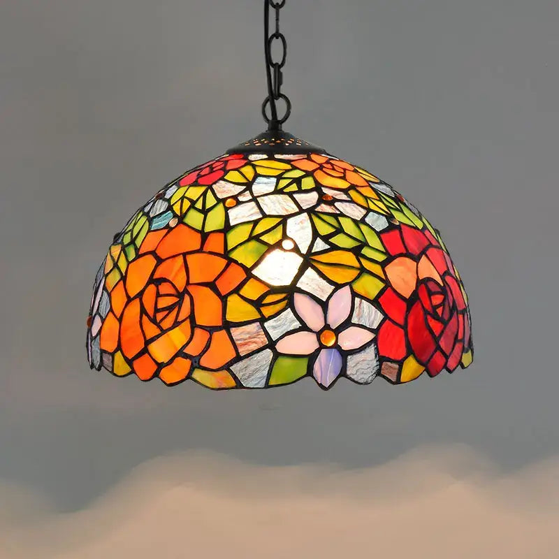 Colorful Tiffany Glass Chandelier
