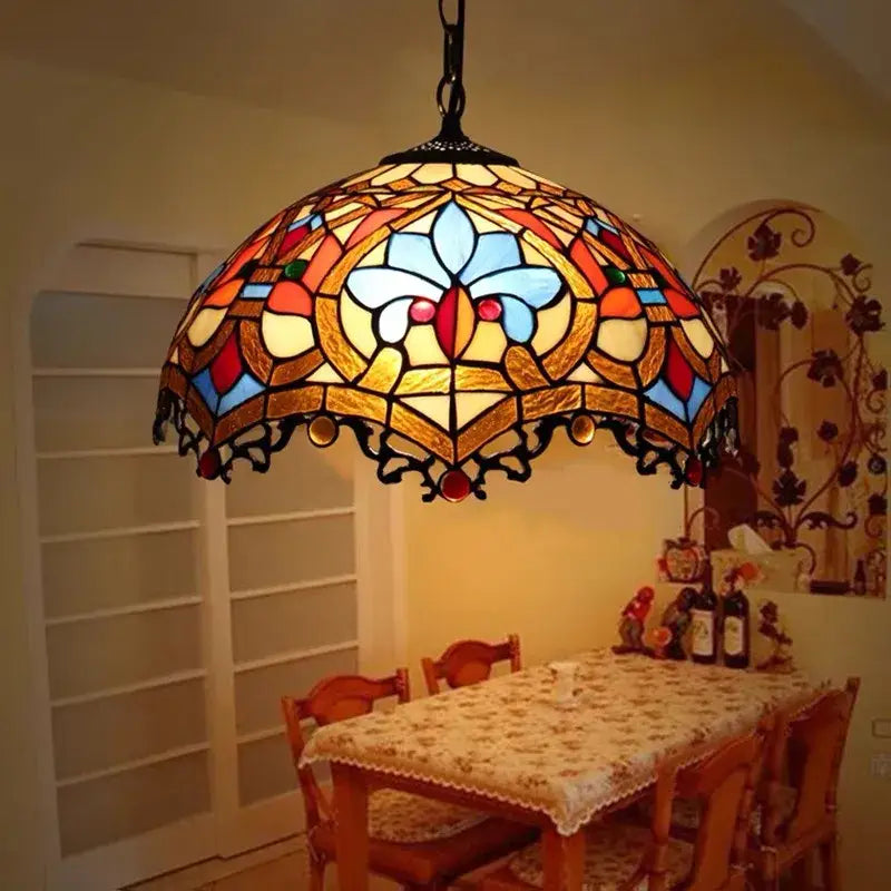 Colorful Tiffany Glass Chandelier
