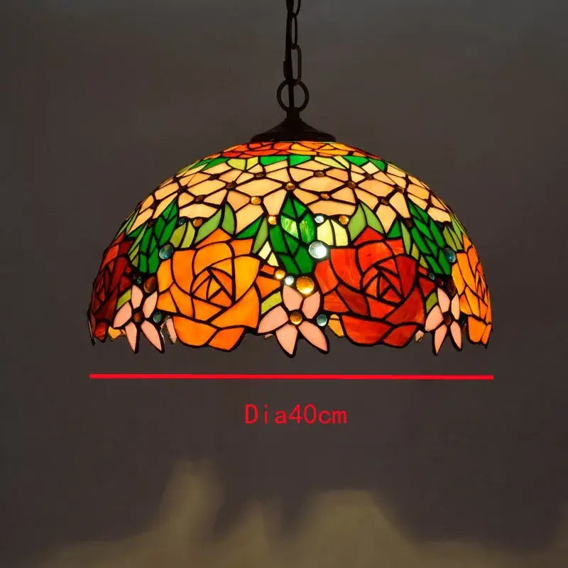 Colorful Tiffany Glass Chandelier