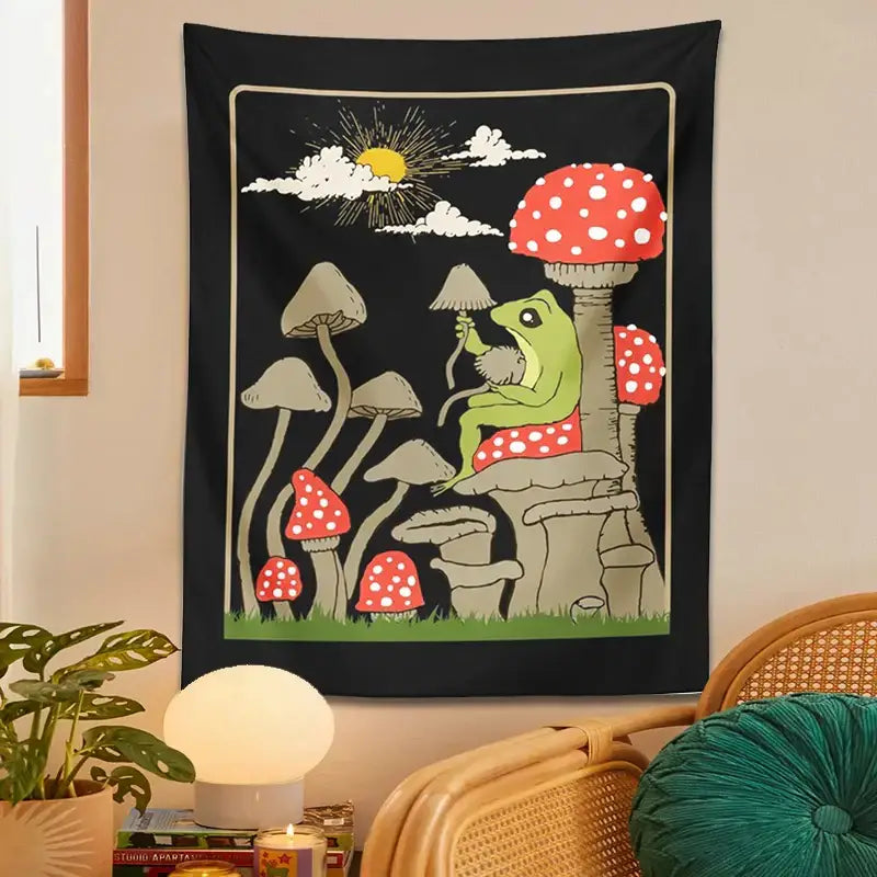 Black Frog Wall Tapestry
