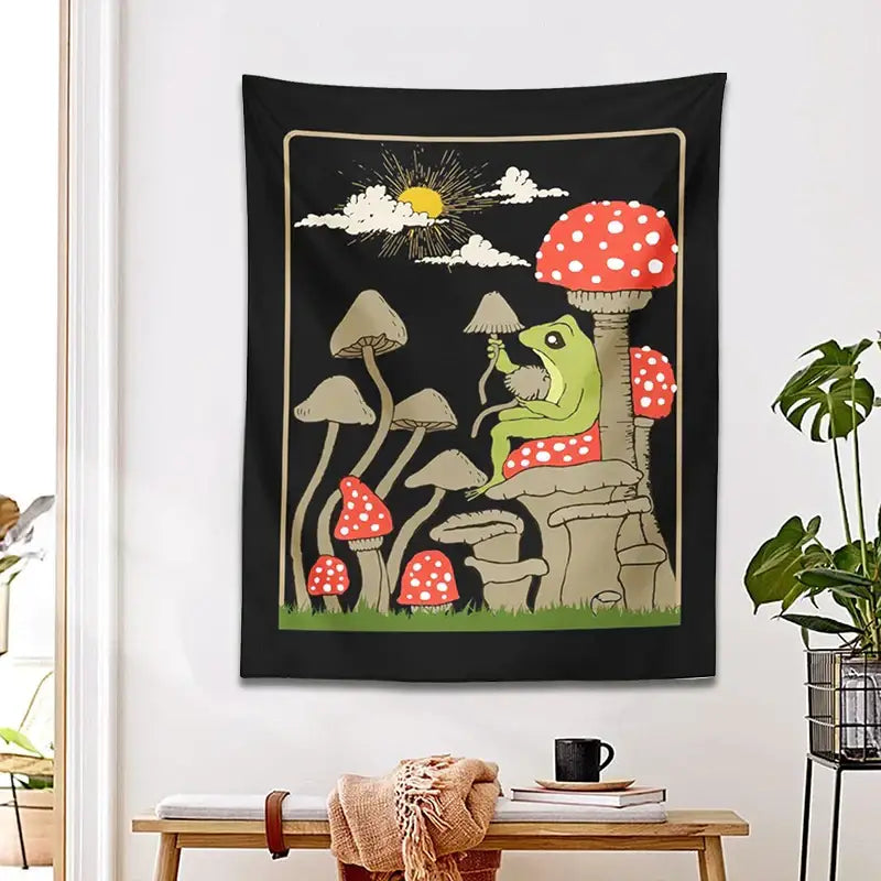 Black Frog Wall Tapestry