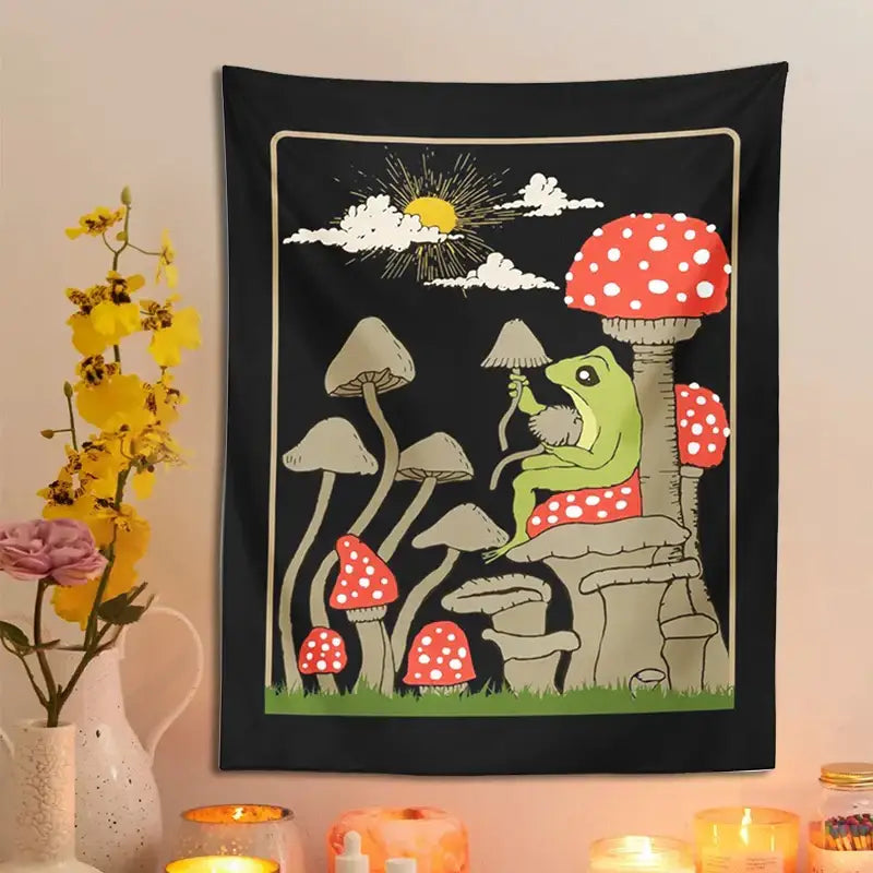 Black Frog Wall Tapestry