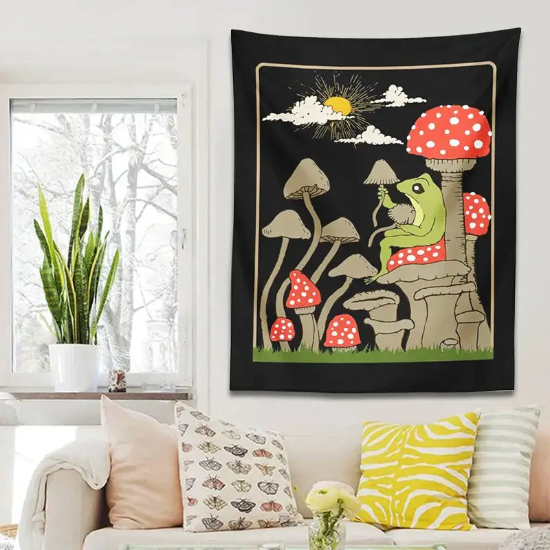 Black Frog Wall Tapestry