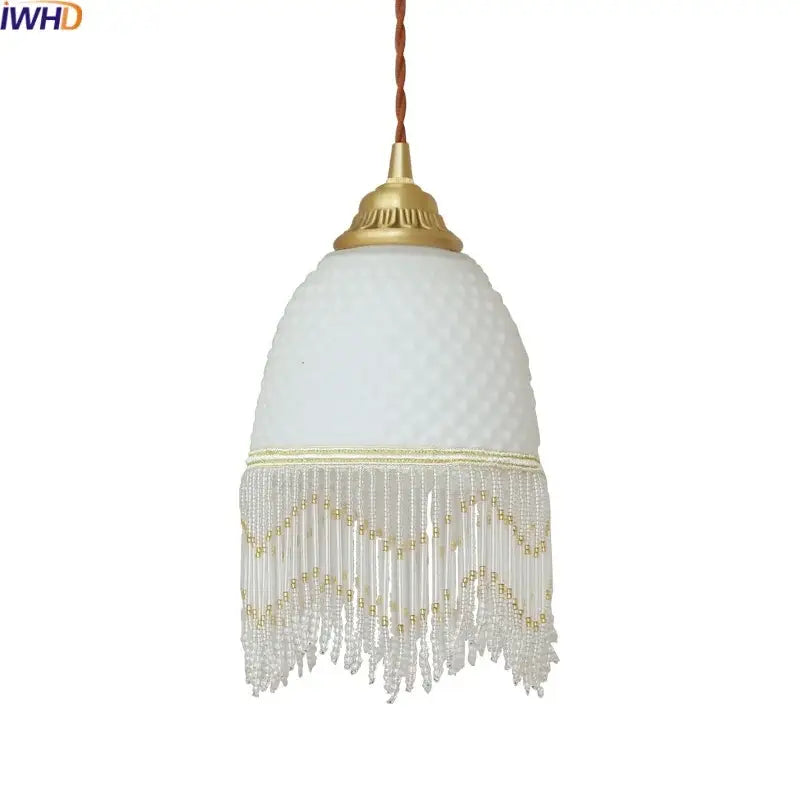 White Glass Tassel Pendant