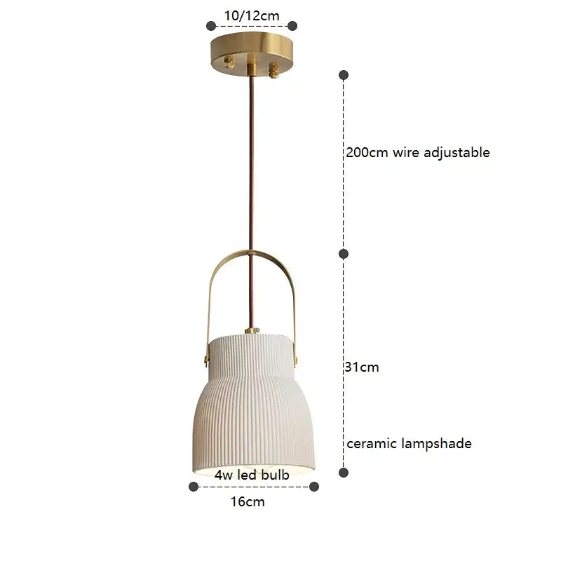 Cream Ceramic Pendant Light Japanese Nordic Style