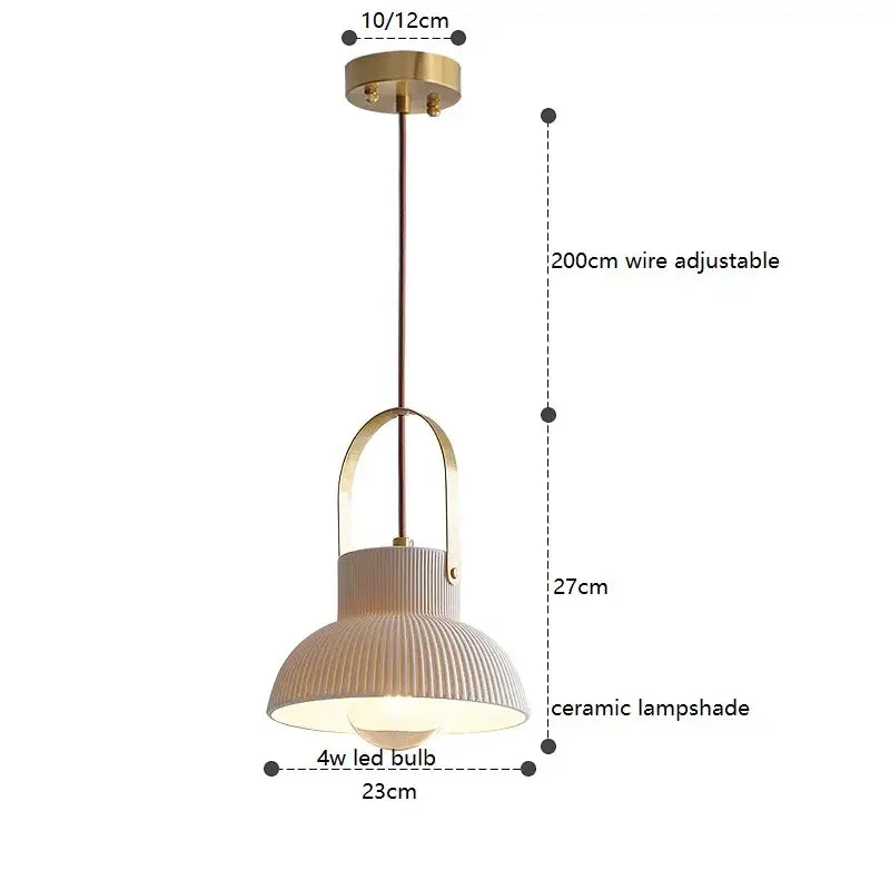 Cream Ceramic Pendant Light Japanese Nordic Style