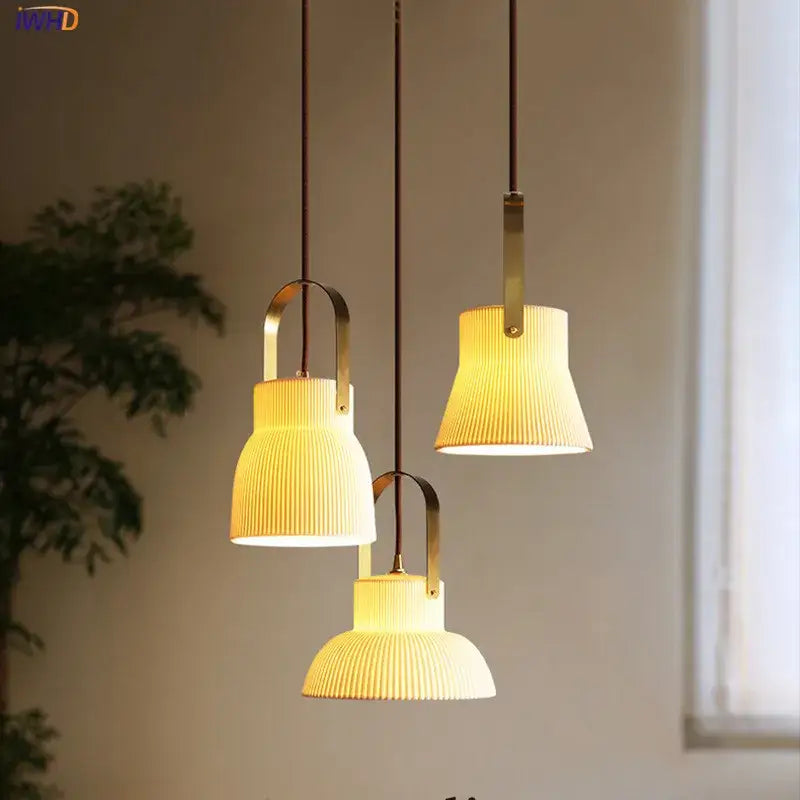 Cream Ceramic Pendant Light Japanese Nordic Style