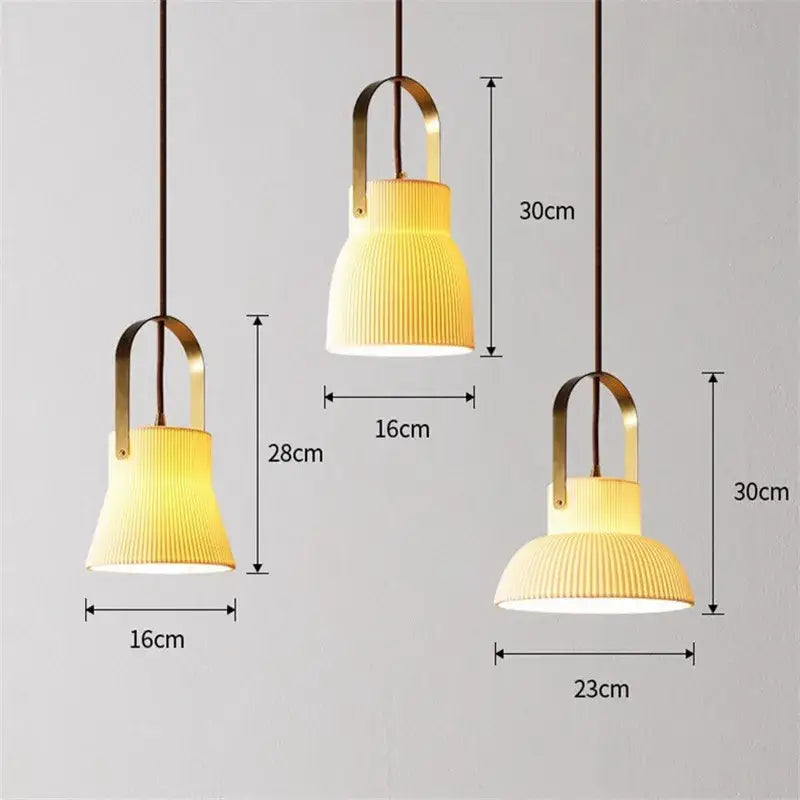 Cream Ceramic Pendant Light Japanese Nordic Style