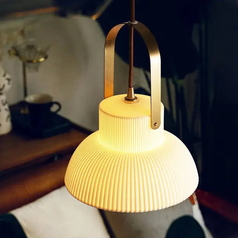 Cream Ceramic Pendant Light Japanese Nordic Style