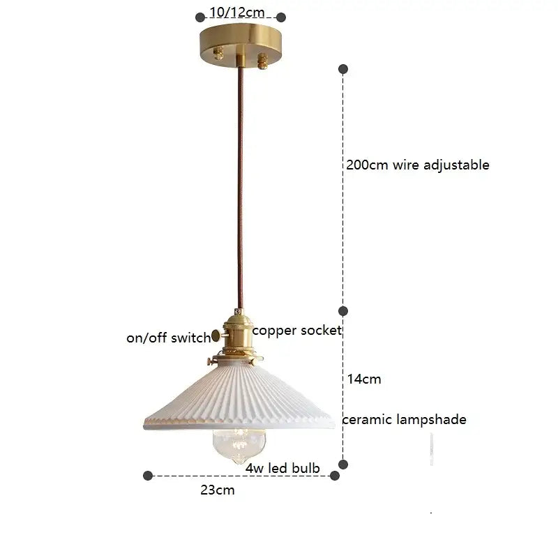 Cream Ceramic Pendant Light Japanese Nordic Style