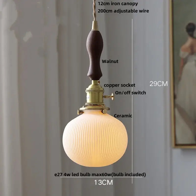 Walnut Ceramic Pendant Lamp