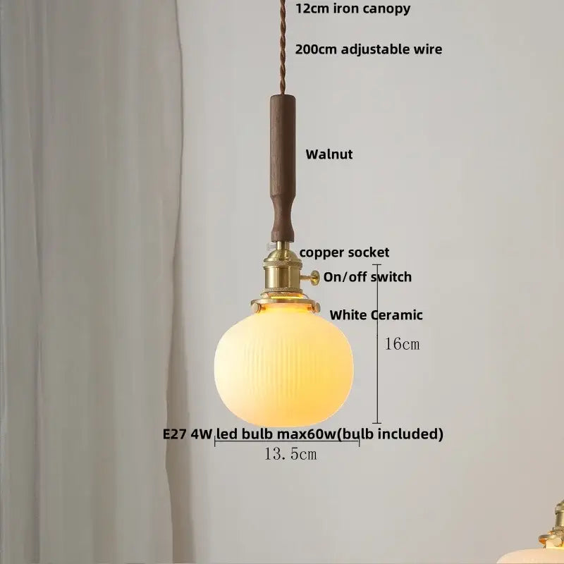 Walnut Ceramic Pendant Lamp