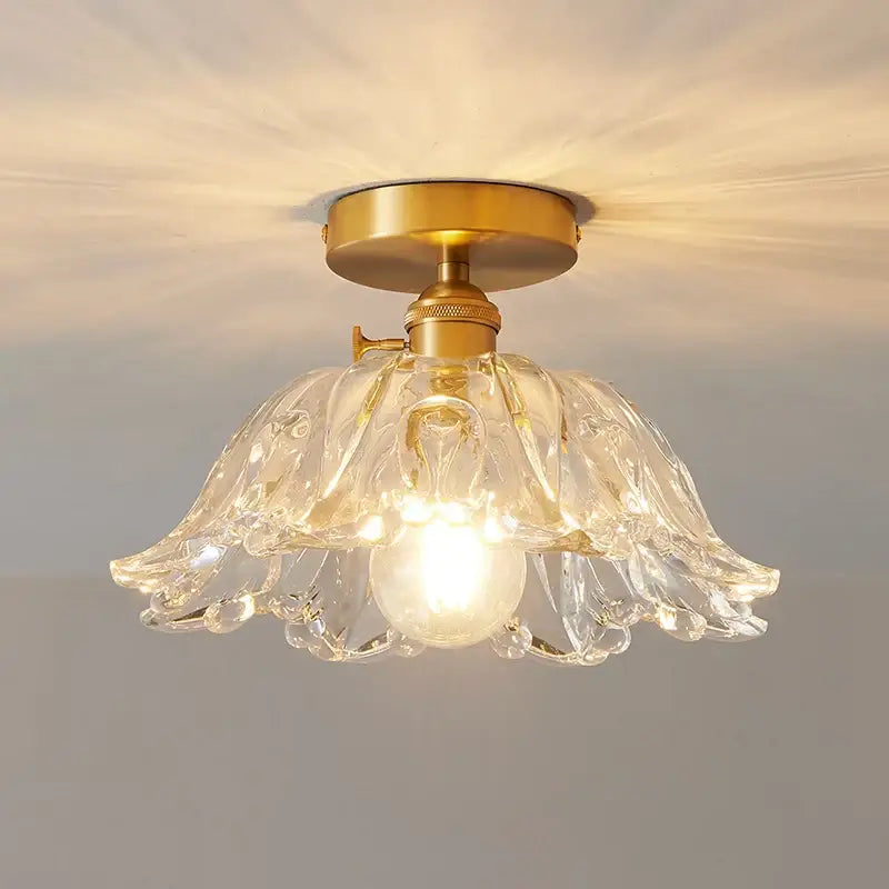 Copper Ribbed Ceiling Light