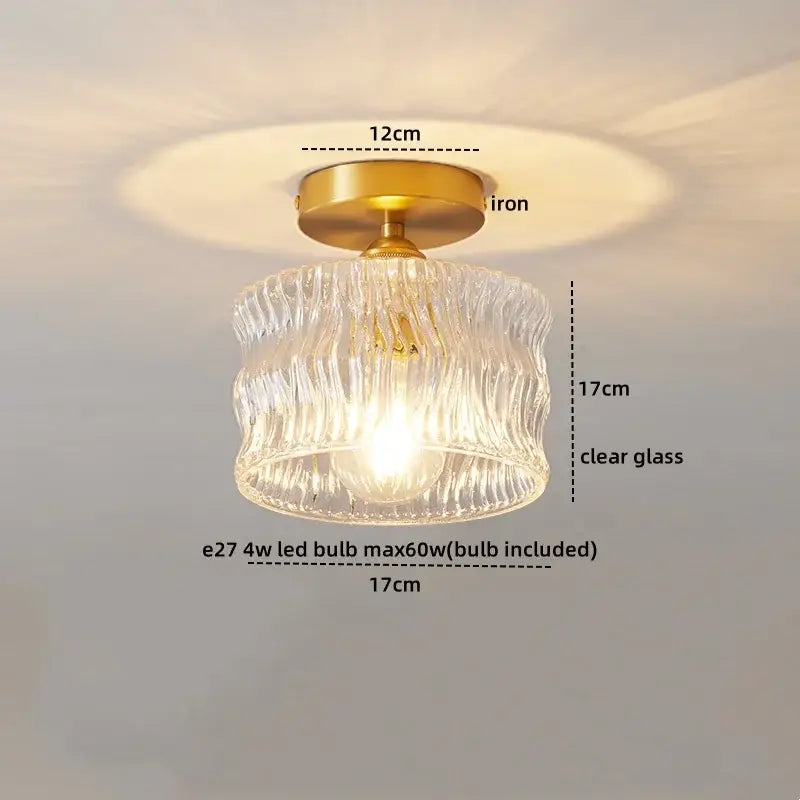 Copper Ribbed Ceiling Light
