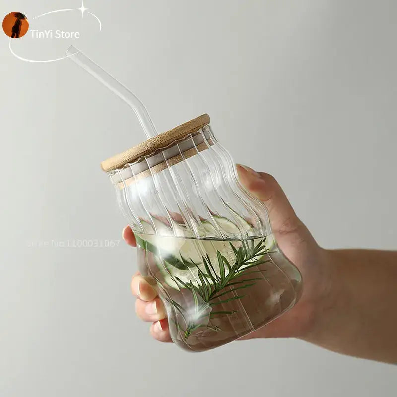 Glass Bamboo Lid Tumbler