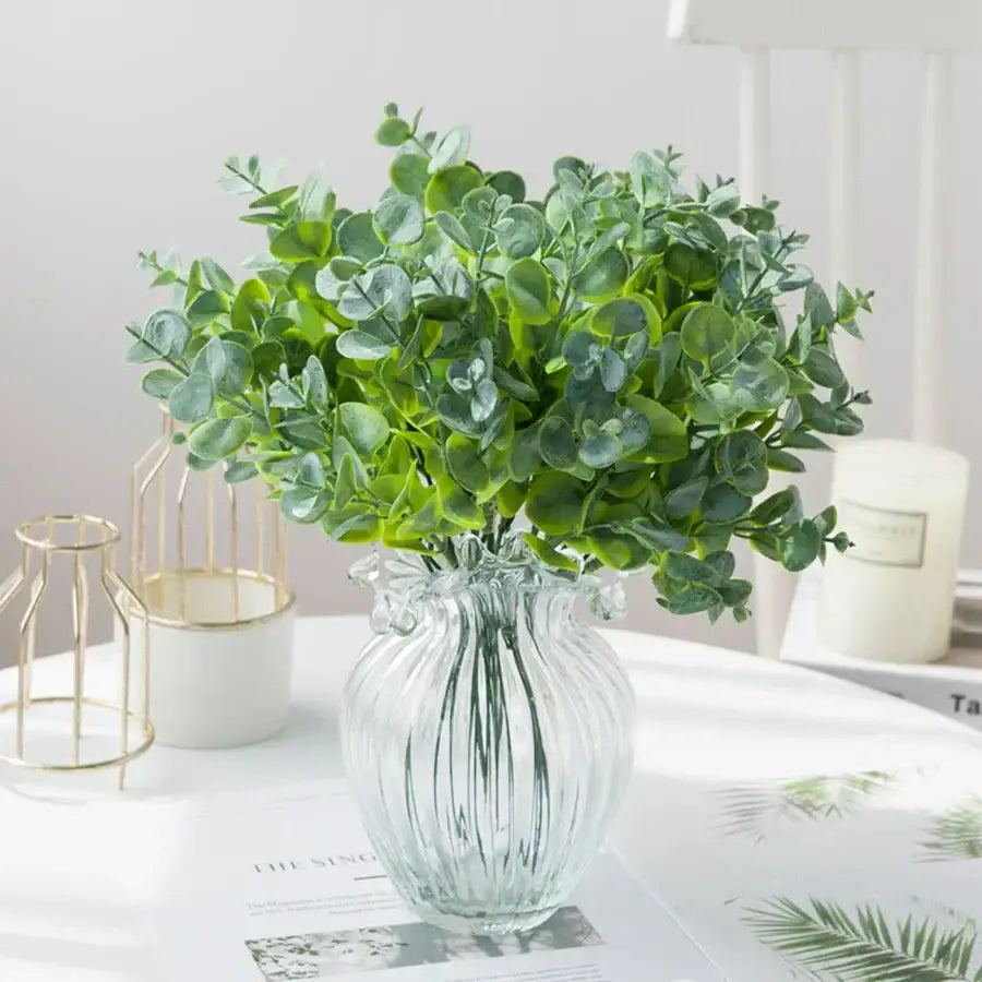 Glass Eucalyptus Leaves Vase