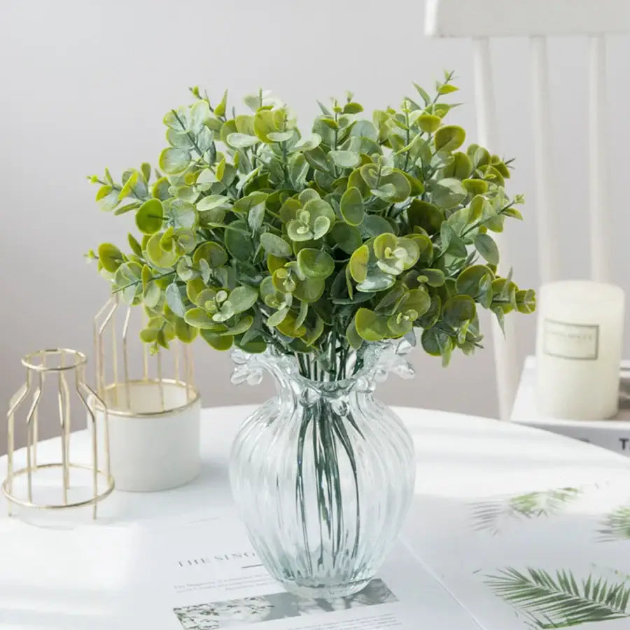 Glass Eucalyptus Leaves Vase