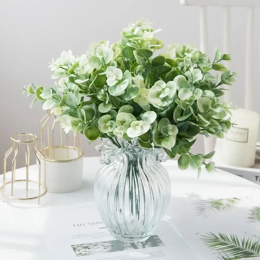 Glass Eucalyptus Leaves Vase