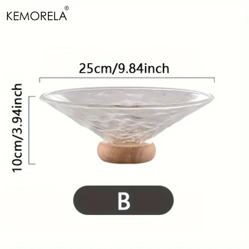 Glass Wooden Base Fruit Plate