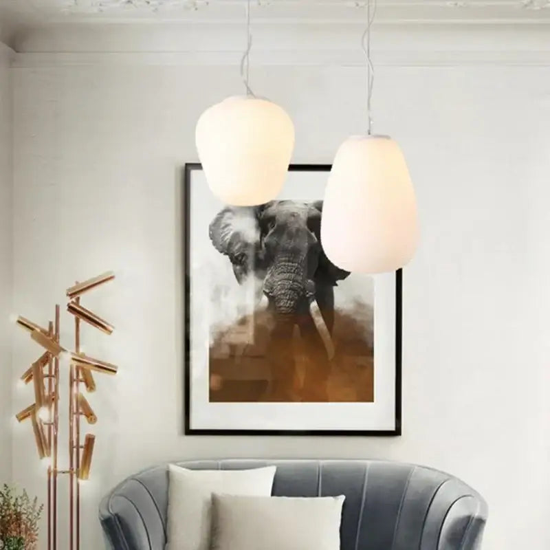 Off-White Glass Pendant with Paper Texture Finish