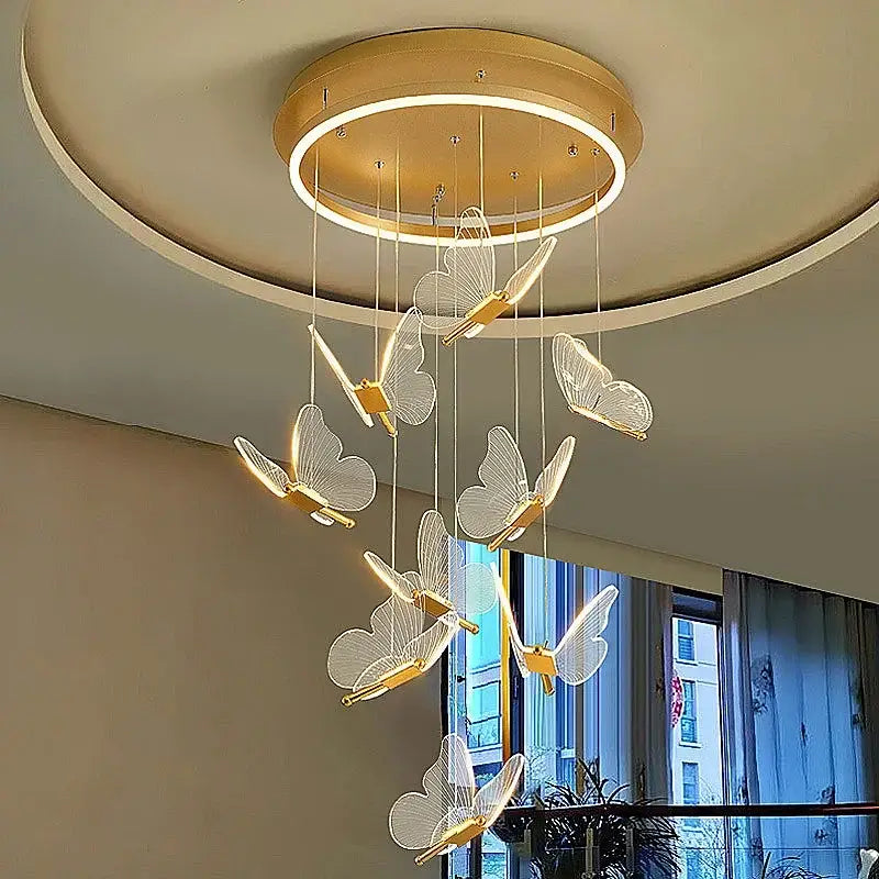 Gold Butterfly 3-Head LED Chandelier