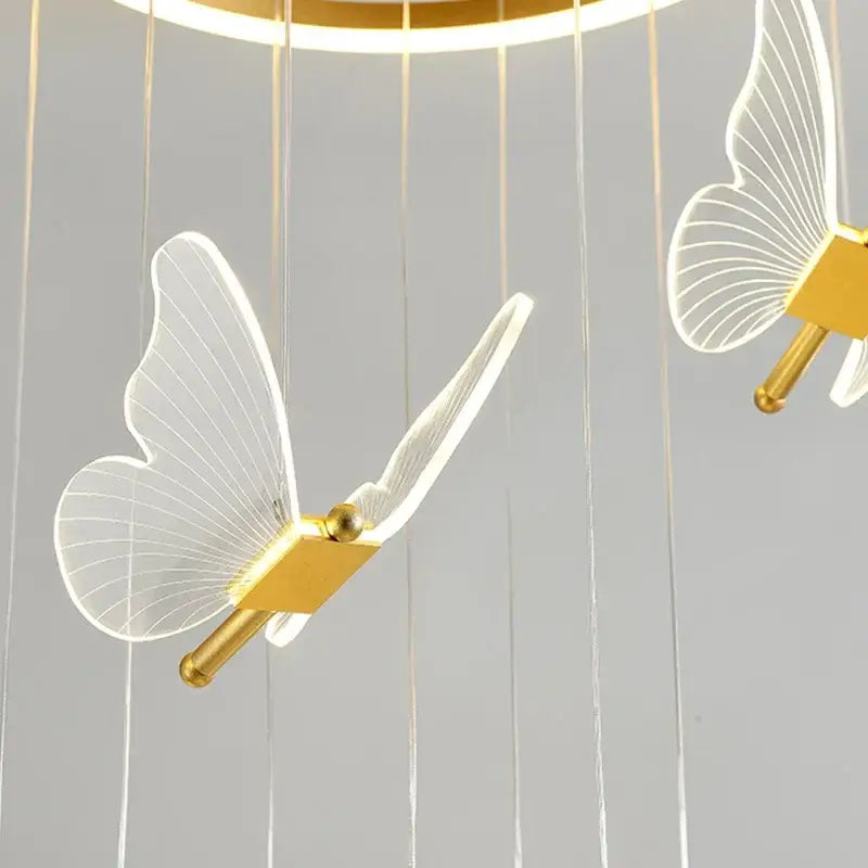 Gold Butterfly 3-Head LED Chandelier