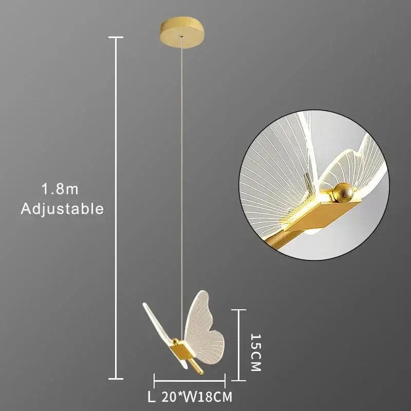 Gold Butterfly 3-Head LED Chandelier