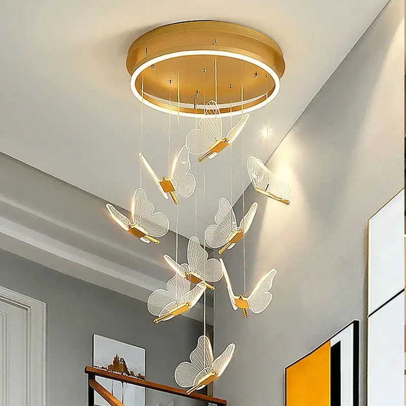 Gold Butterfly 3-Head LED Chandelier