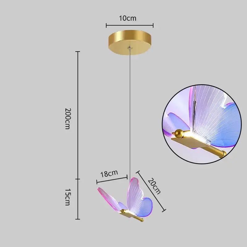 Gold Butterfly 3-Head LED Chandelier