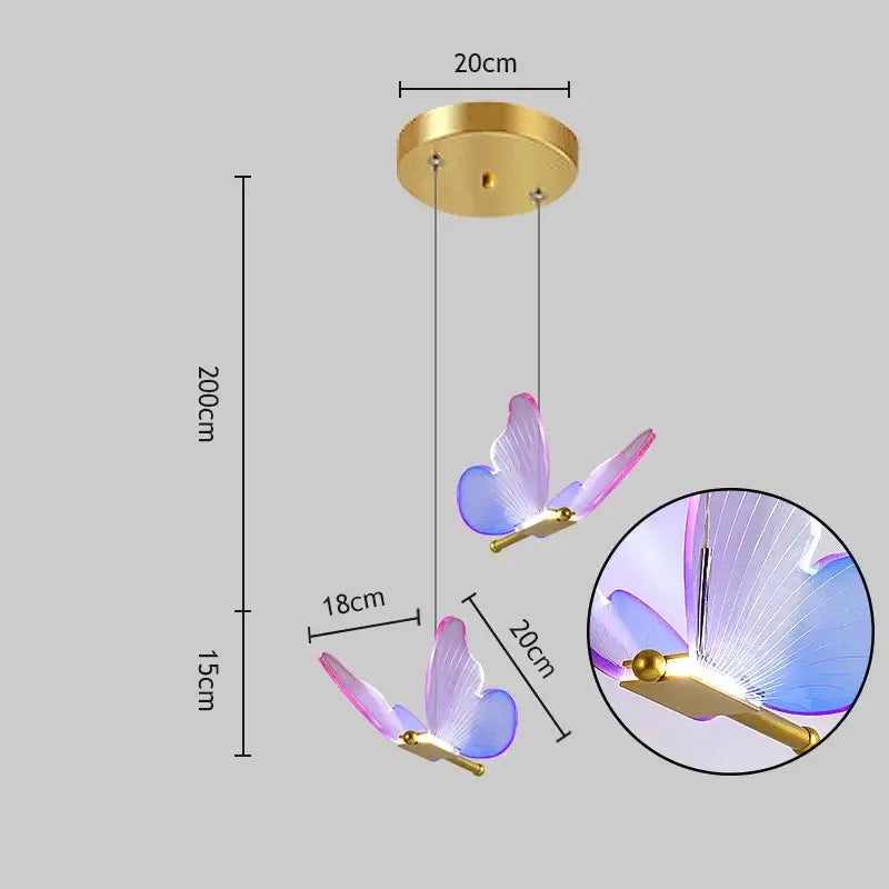 Gold Butterfly 3-Head LED Chandelier